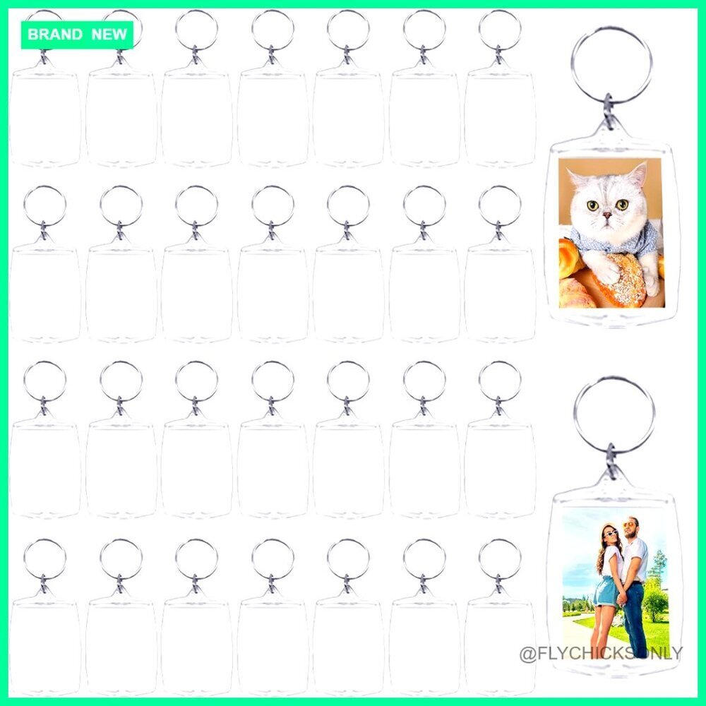 30 Acrylic Photo Frame Keychains 2.16x1.5 Inch Clear Personalized Gift